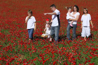 Healthy happy family walking clipart