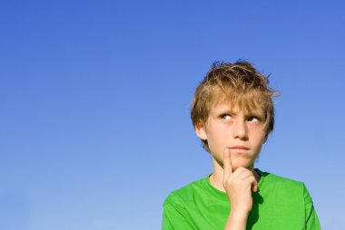 Confused puzzled child thinking clipart