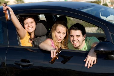 Underage drinking and driving, clipart