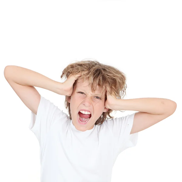 Frustrację wściekły sfrustrowany dziecko krzyczy — Zdjęcie stockowe