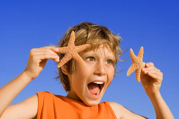 Happy excited child on summer vacation — Stock Photo, Image