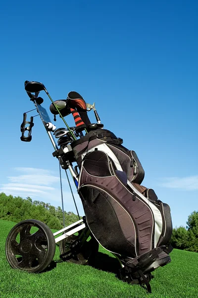 高尔夫球袋，高尔夫设备 — 图库照片
