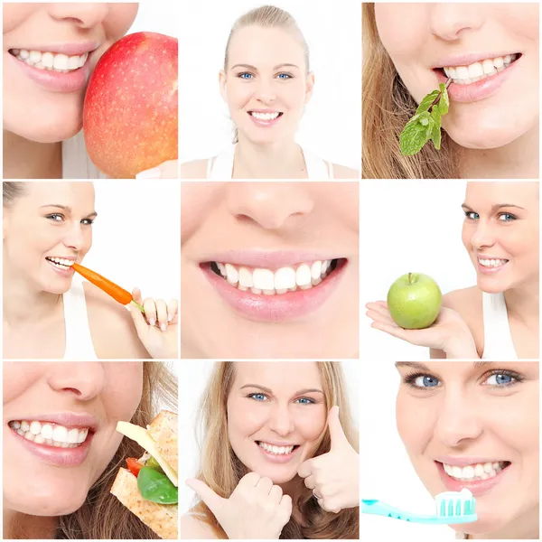 Dientes, cartel que muestra la salud dental para la cirugía del dentista —  Fotos de Stock