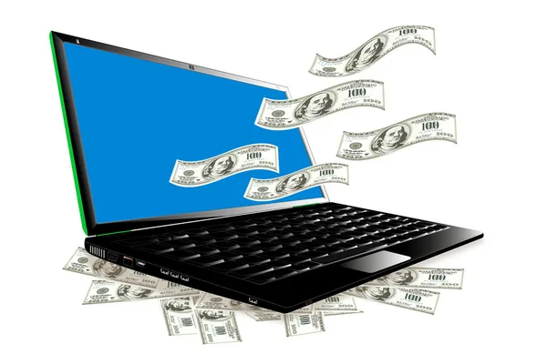 Laptop tjäna pengar online — Stock vektor