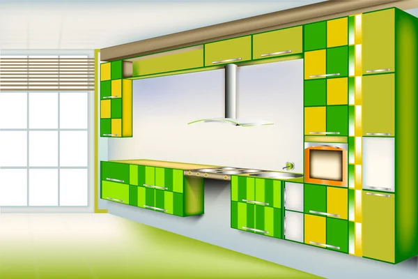 生动的厨房空间 — 图库矢量图片