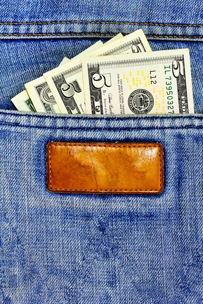 Soldi in tasca di jeans — Foto Stock