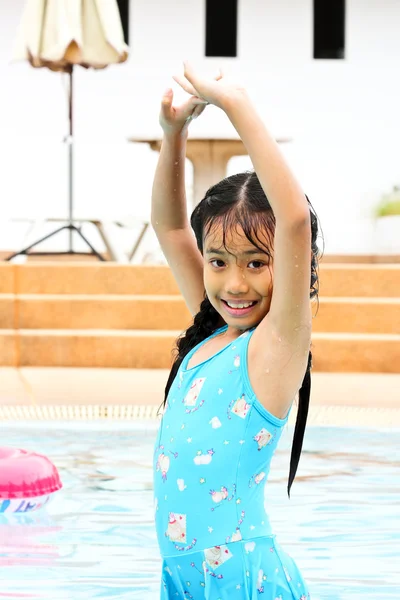 Girl have fun in the pool — Stock Photo, Image