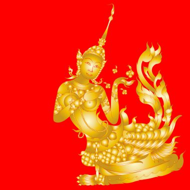 Physical patterns of Thai art isolated on red background clipart