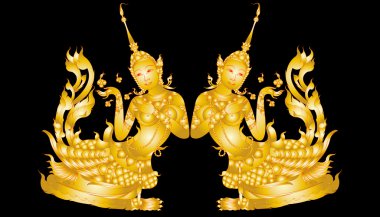 Physical patterns of Thai art isolated on black clipart