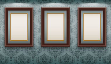 Wooden frames on the wall. clipart