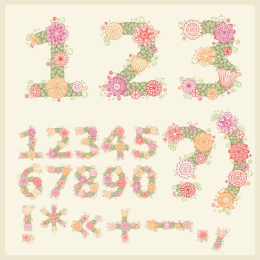 Vector colorful flower font. clipart