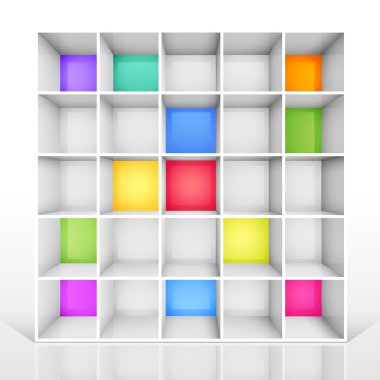 Empty colorful bookshelf clipart