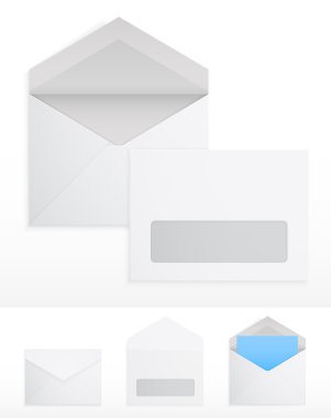 Set of blank envelops on white clipart