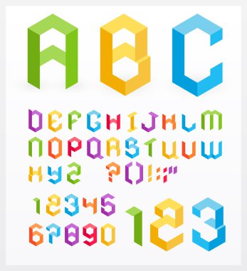 3D alphabet clipart