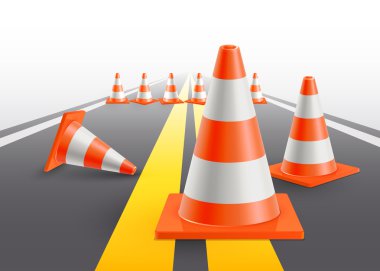 Road with under construction clipart