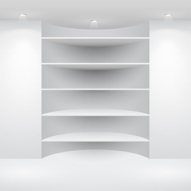 3d isolated Empty shelf for exhibit clipart