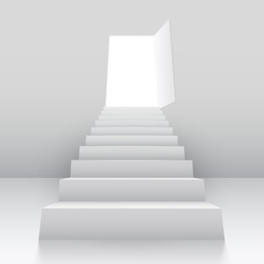 White staircase to open door. clipart