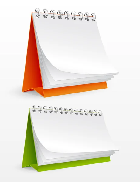 Calendarios de escritorio en blanco aislados en blanco — Vector de stock