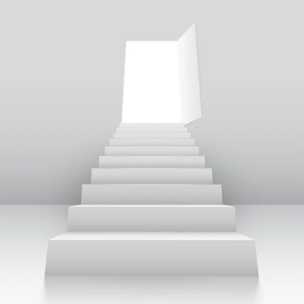 Белая лестница, чтобы открыть дверь . — стоковый вектор