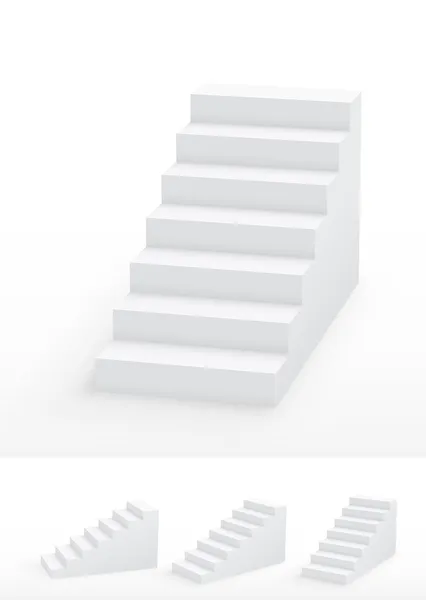 Kolekce bílých 3d schodiště — Stockový vektor