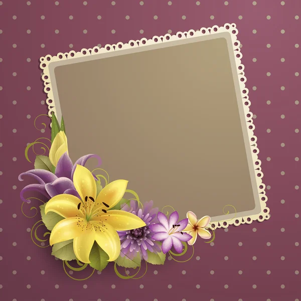 Cartão de saudação vintage com flores — Vetor de Stock