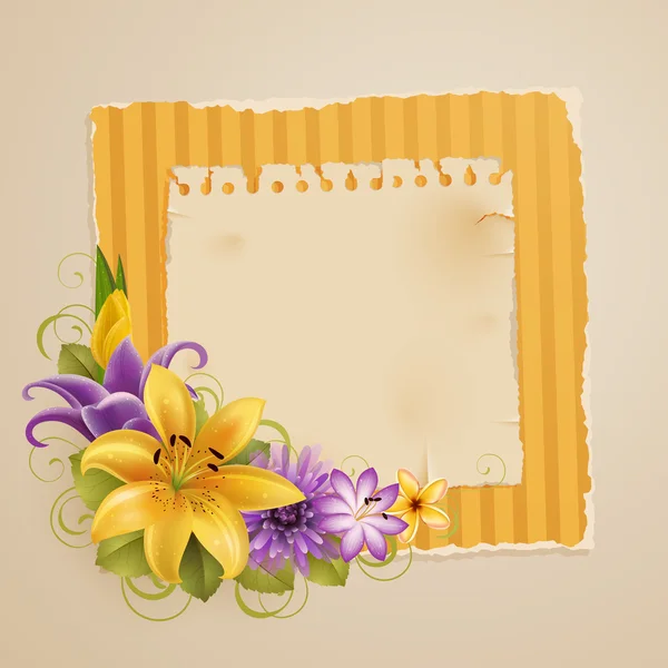 Carte de vœux vintage avec fleurs — Image vectorielle