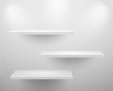 3d isolated Empty shelves for exhibit clipart