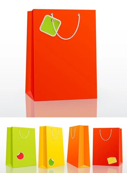 Färgglada shoppingväska på vit bakgrund — Stock vektor