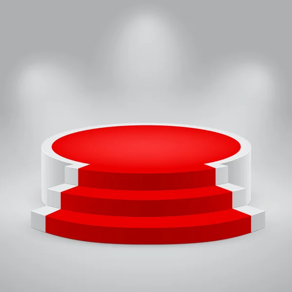 Podium blanc vide 3d avec tapis rouge — Image vectorielle
