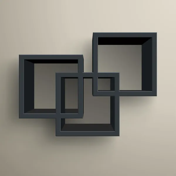 3D-geïsoleerde lege zwarte boekenplank — Stockvector