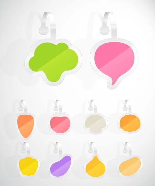 Ensemble d'autocollants publicitaires de légumes colorés — Image vectorielle