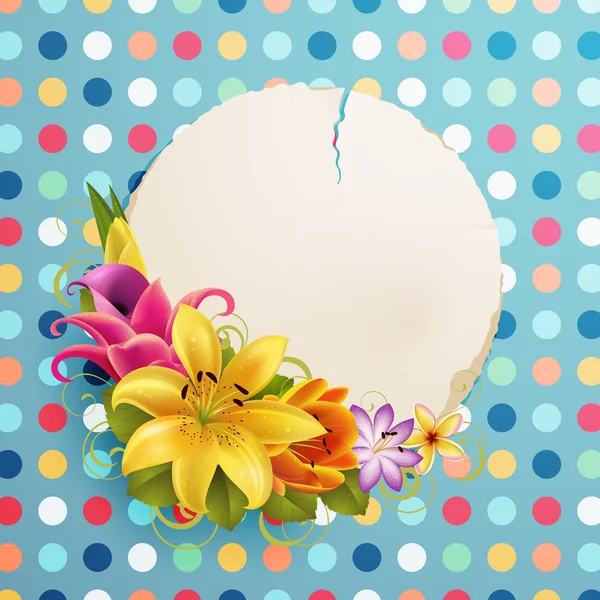 花とヴィンテージグリーティングカード — ストックベクタ