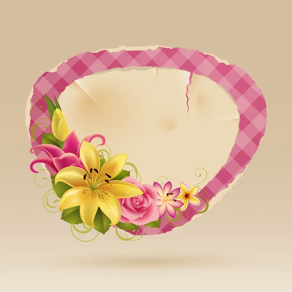 Burbuja rosa vintage para el habla con flores — Archivo Imágenes Vectoriales
