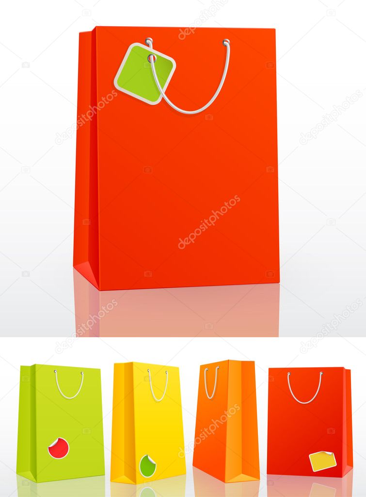Colorful shopping bag on white background
