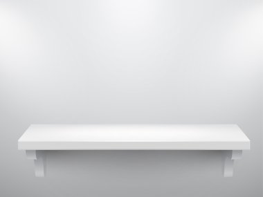 3d isolated empty shelf for exhibit clipart