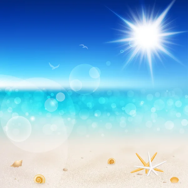 Güneşli güzel sahil görünümü — Stok Vektör