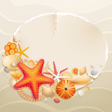 Vintage greeting card with shells clipart