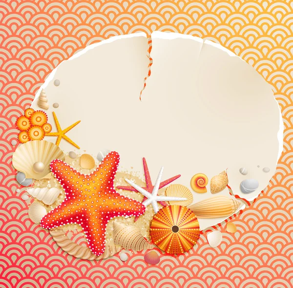 Carte de vœux vintage avec coquilles — Image vectorielle