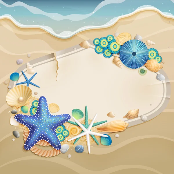 Carte de vœux vintage sur sable — Image vectorielle