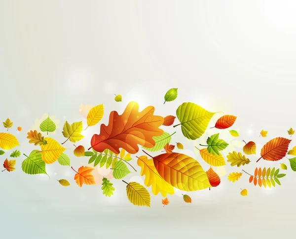 Φθινοπωρινό φόντο με πολύχρωμα φύλλα. — Διανυσματικό Αρχείο
