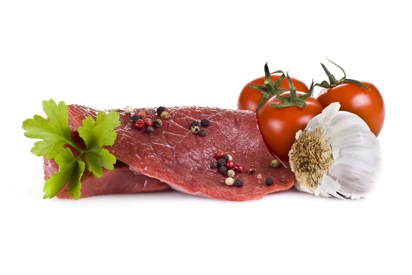 Wołowina, smażenia stek z warzywami — Zdjęcie stockowe