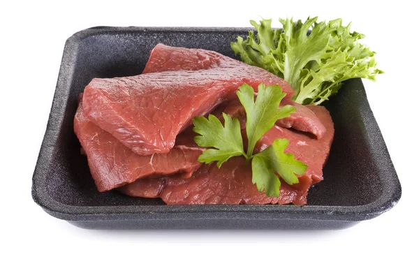 Nötkött steka biff i facket - isolerade — Stockfoto