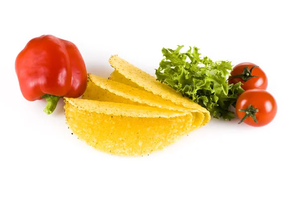 Taco skořápky se zeleninou — Stock fotografie