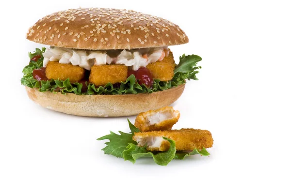Fish fingers burger — Stock Photo, Image