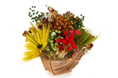 Composition of dried flowers and wheat clipart