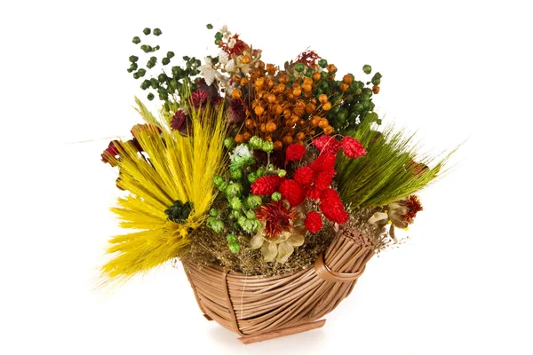 Zusammensetzung von getrockneten Blumen und Weizen — Stockfoto