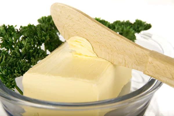 Masło z nożem — Zdjęcie stockowe
