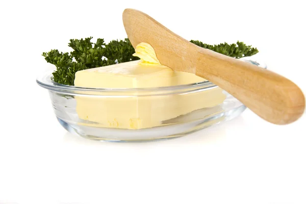 Butter with knife — Stock Photo, Image