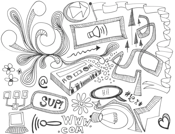 Hand drawn doodles design elements scetch scribbles drawing — Stock Photo, Image