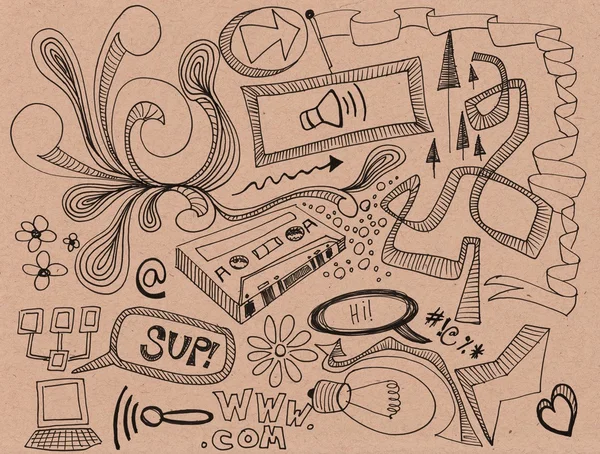 Hand getrokken doodles ontwerp elementen scetch scribbles tekening — Stockfoto